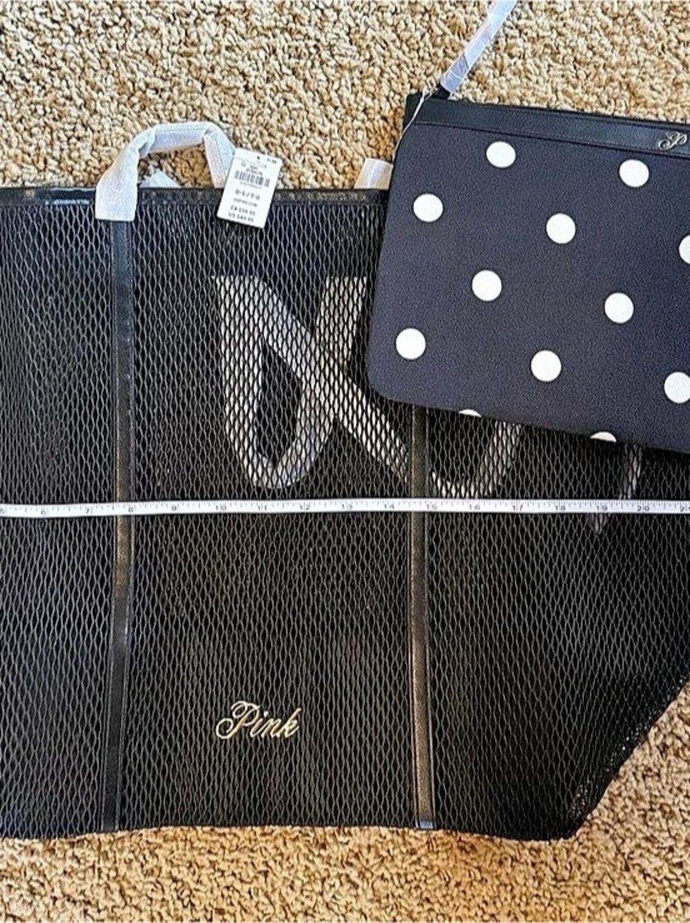 Pink Black & White Polka Dot Tote NWT